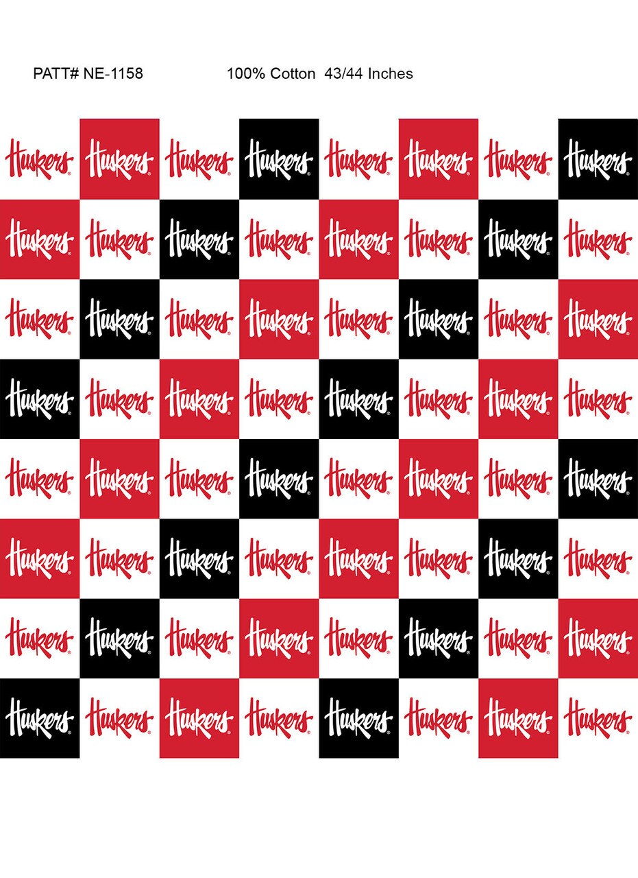 Sykel Enterprises-University of Nebraska Cotton Fabric-Nebraska Cornhuskers Collegiate Check Cotton Quilting Fabric